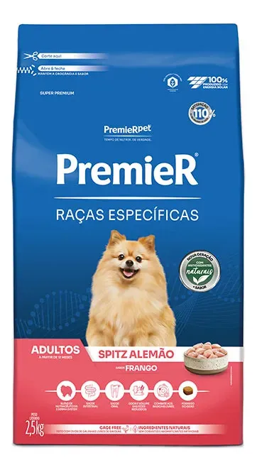 Ração Seca Cão Premier Spitz Alemão Adulto Frango 2.5kg
