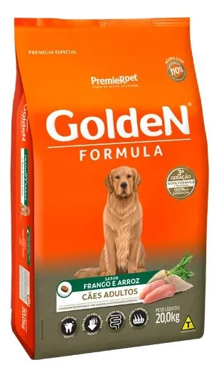 Golden Premium Especial Formula alimento para cão adulto todos os tamanhos sabor frango e arroz em saco de 20kg