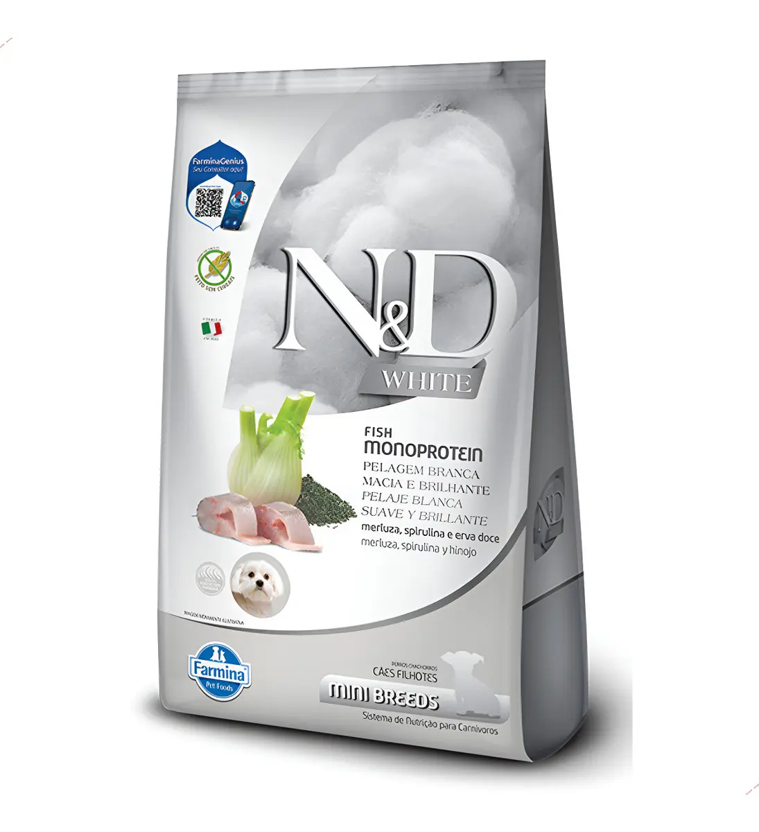 Ração N&amp;d White Cães Filhotes Mini E Pequenas Merluza 1.5 Kg