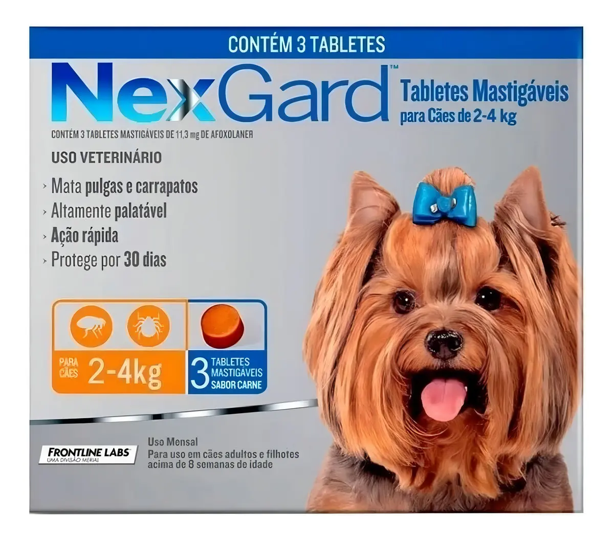 NexGard Antipulgas e Carrapatos Comprimidos para cão de 2kg a 4kg 3 comprimidos Boeringer Ingelhein
