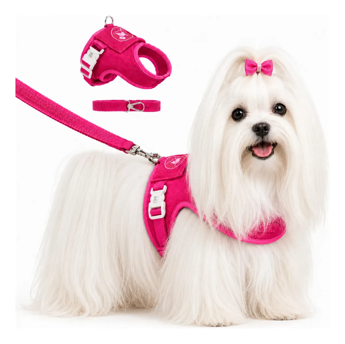 Coleira Peitoral C/ Guia Ergonomica Dog Pet Finess Regulável anti puxão Pink Tamanho da coleira 3