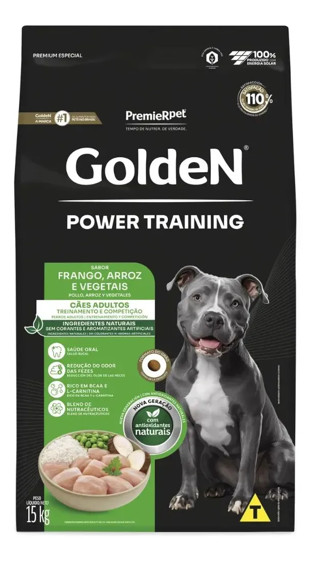 Ração Golden Power Training Cães Adulto Frango 15kg