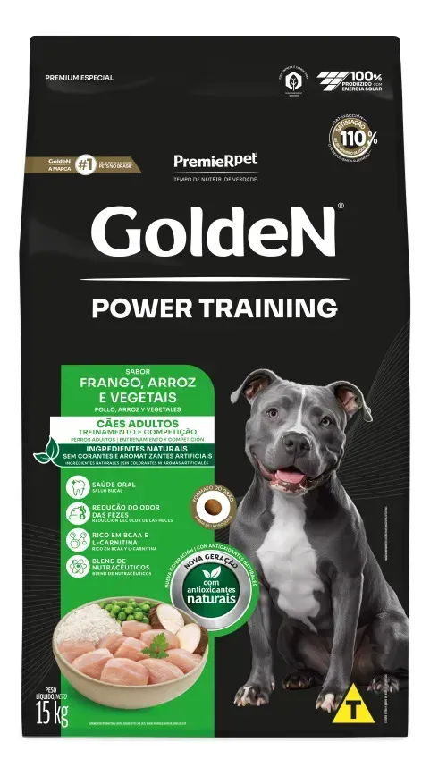 Ração Golden Power Training Cães Adultos Frango E Arroz 15kg